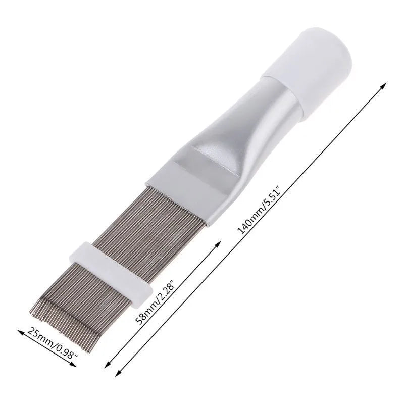Stainless steel air conditioning fin comb and cleaning brush tool set for radiator maintenance