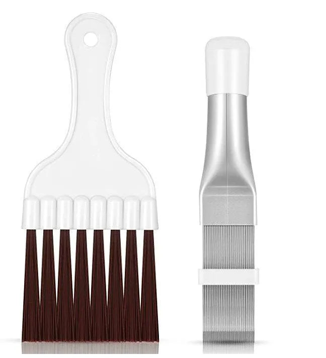 Stainless steel air conditioning fin comb and cleaning brush tool set for radiator maintenance