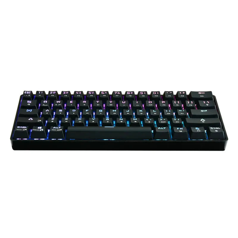 Wireless Bluetooth keyboard with colourful PBT keycaps in black casing on a desk
