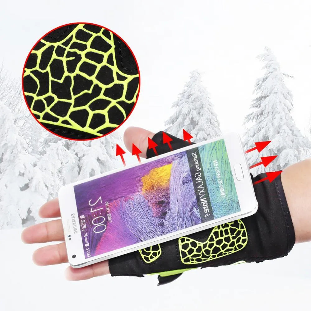 Fingerless non-slip leather cycling gloves black green half finger design for men and women