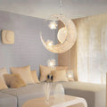 Aluminium wire star moon chandelier with adjustable height suspension and zinc alloy details