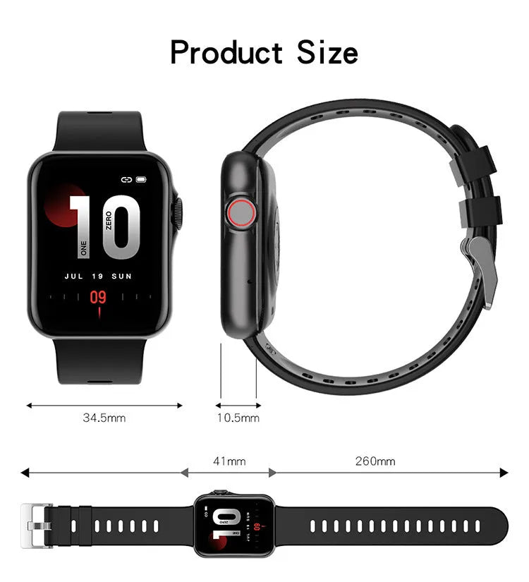 D06 smart watch with colour screen on liquid silicone strap showing split screen display