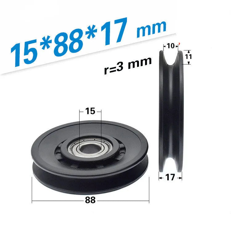Stainless steel fitness pulley with U-shape guide, 10mm and 15mm inner hole options, movable type
