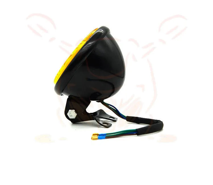 Retro yellow glass headlight with metal housing, 12V 35W, far near fog light for GM CG125 GN125, black and yellow or black and white.