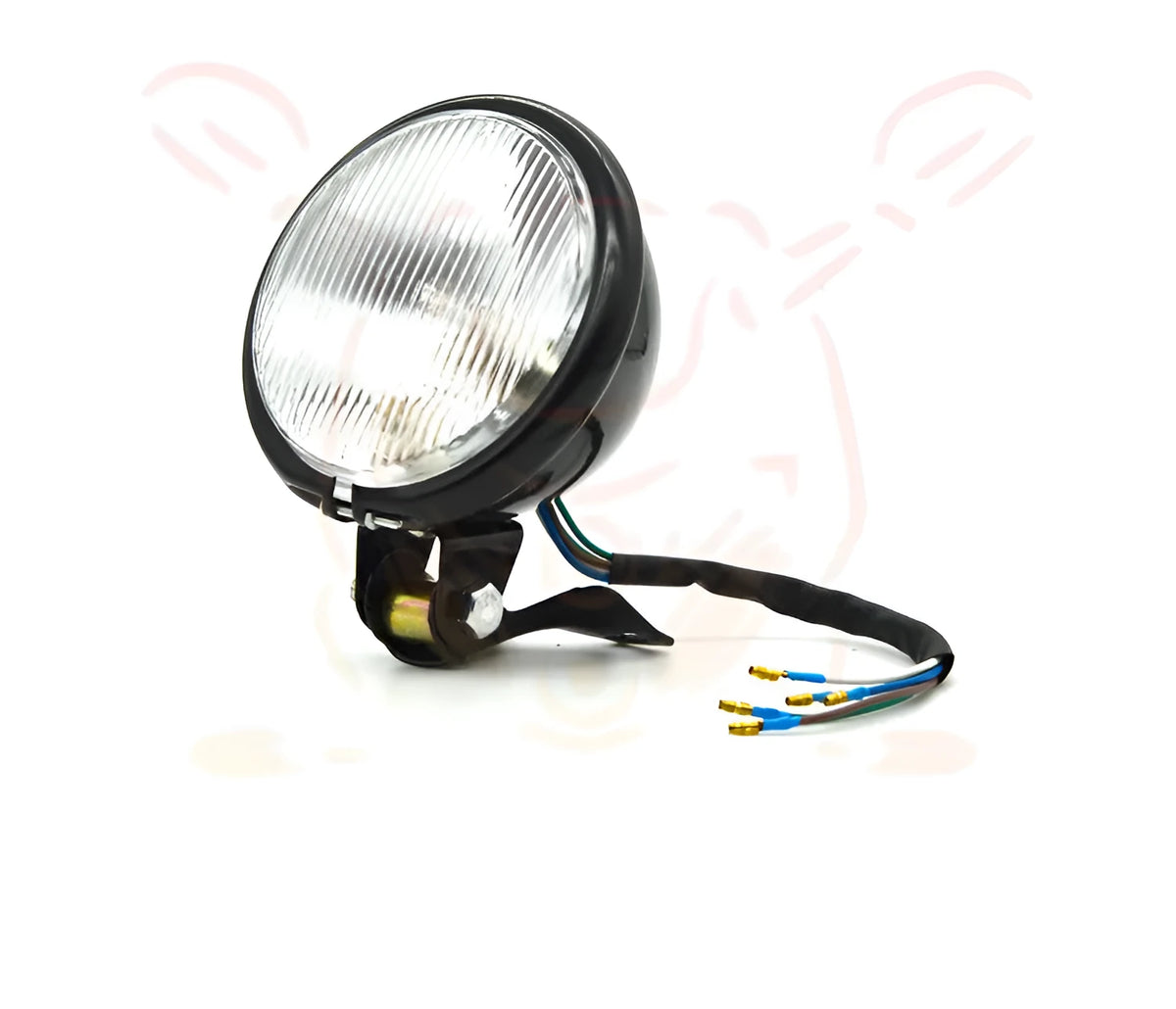 Retro yellow glass headlight with metal housing, 12V 35W, far near fog light for GM CG125 GN125, black and yellow or black and white.