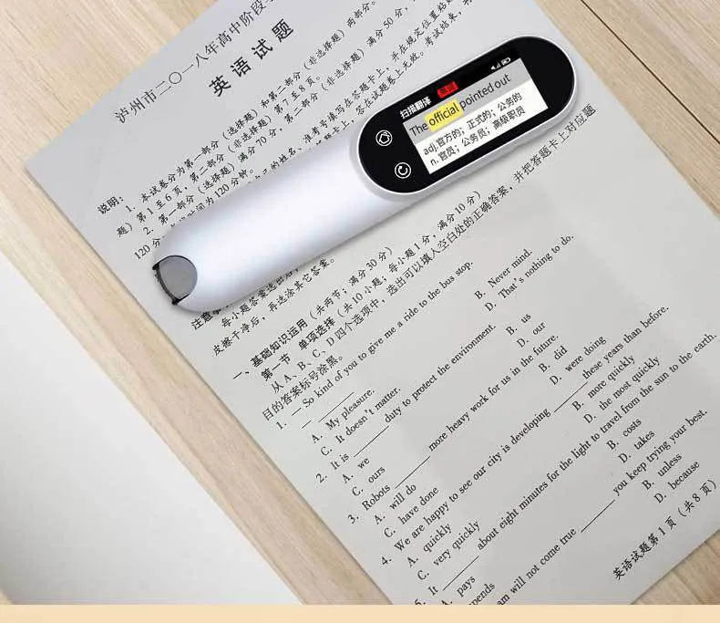 Pearl white smart scanning pen with 16GB storage and WiFi for English textbook translation