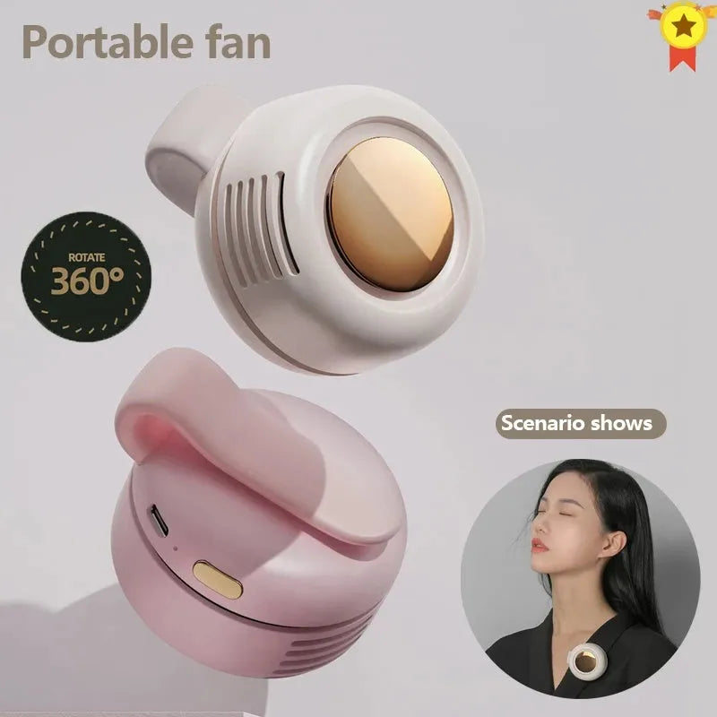 Mini clip fan in green with 900mAh battery, USB Type-C charging, and leafless design