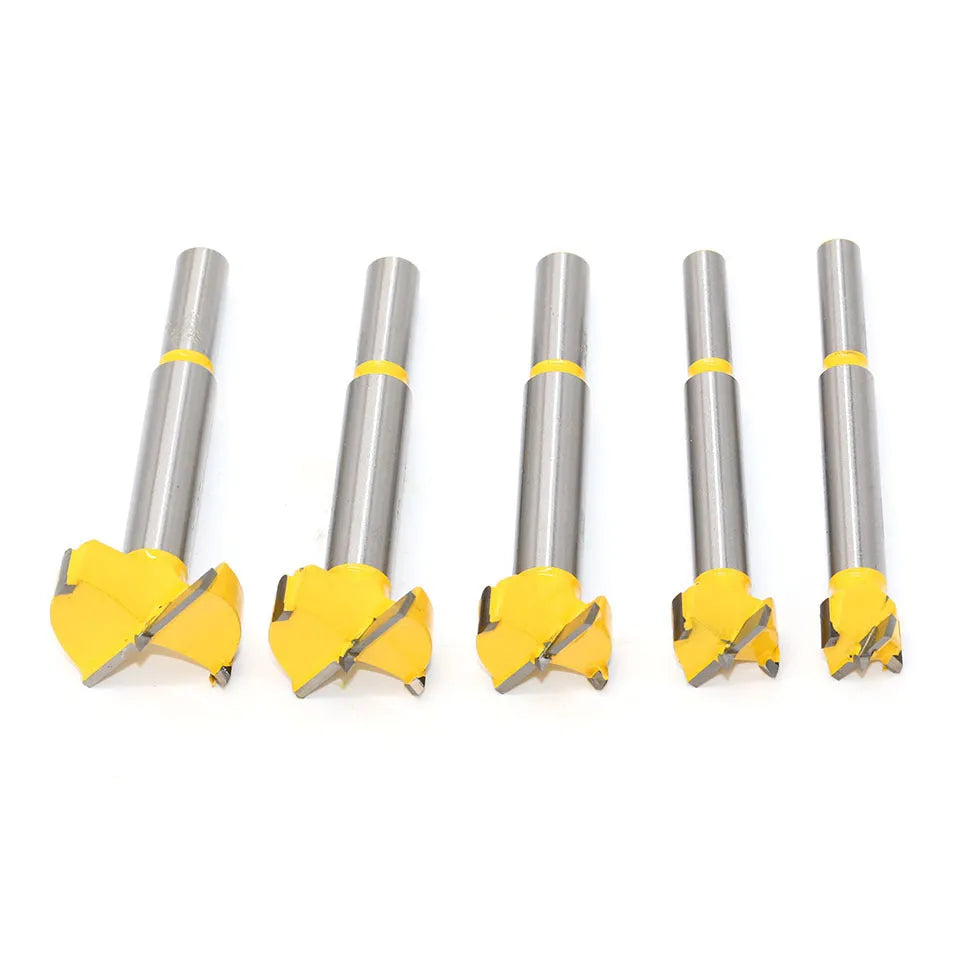 5-piece carbide wood hole opener set in a wooden box for electric drills