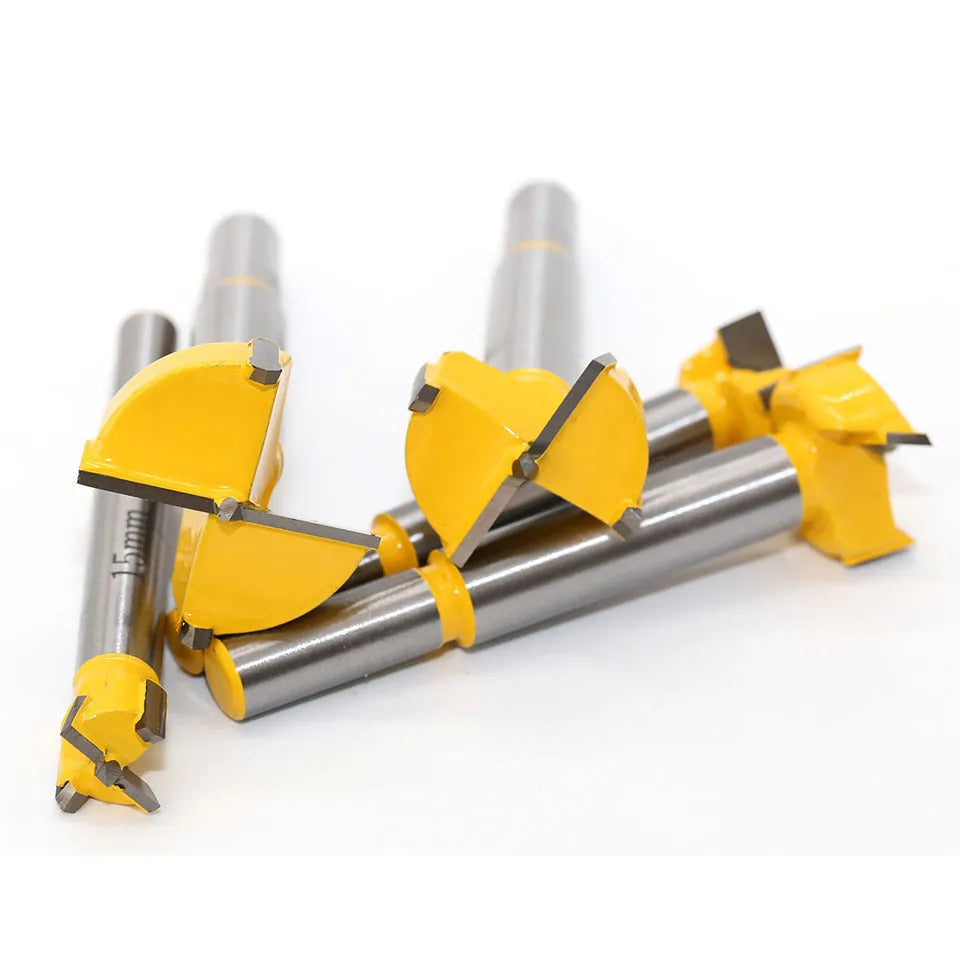 5-piece carbide wood hole opener set in a wooden box for electric drills