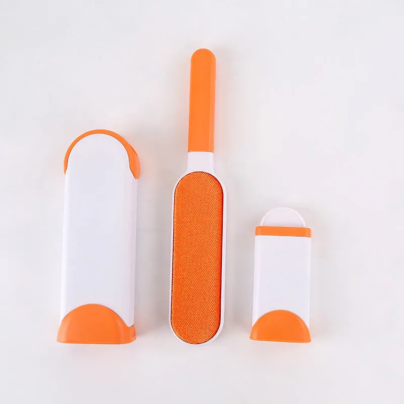 Double-sided pet brush with self-cleaning base, extra-large reusable fur comb in dark blue, gray, light blue, orange, or red.