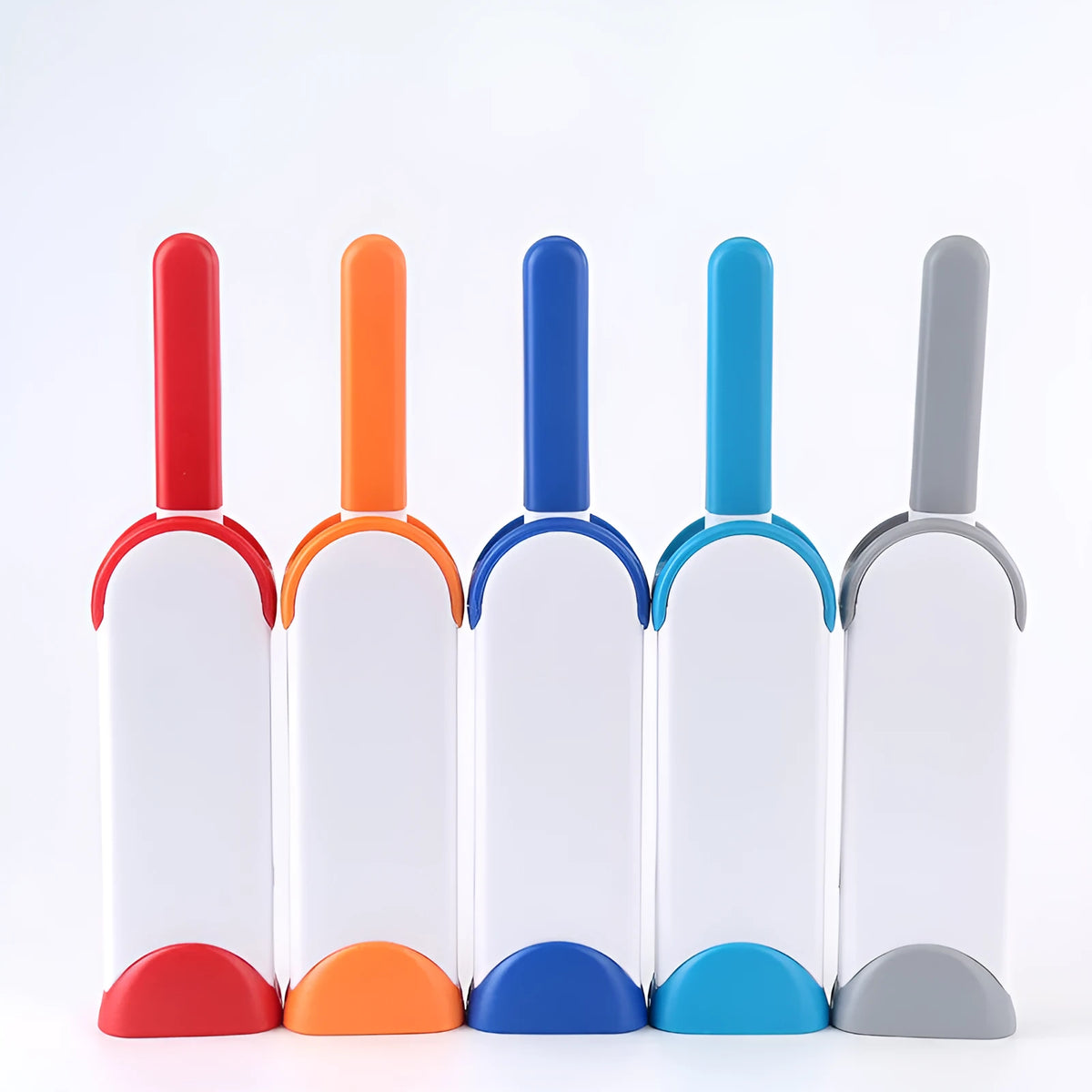 Double-sided pet brush with self-cleaning base, extra-large reusable fur comb in dark blue, gray, light blue, orange, or red.