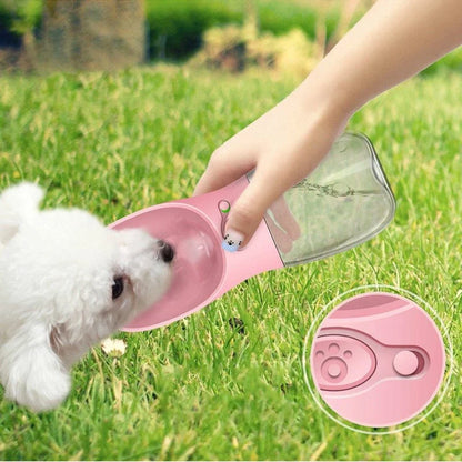 Portable pet water bottle with one-touch button and durable, eco-friendly design for outdoor adventures with your dog