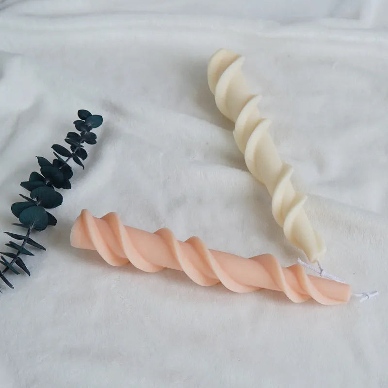 Spiral lace rod wax silicone mould for decorative candle making with rotating design