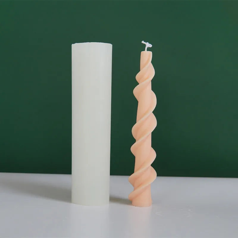 Spiral lace rod wax silicone mould for decorative candle making with rotating design