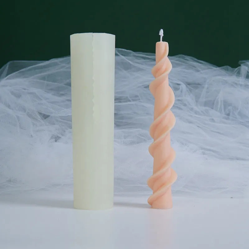 Spiral lace rod wax silicone mould for decorative candle making with rotating design