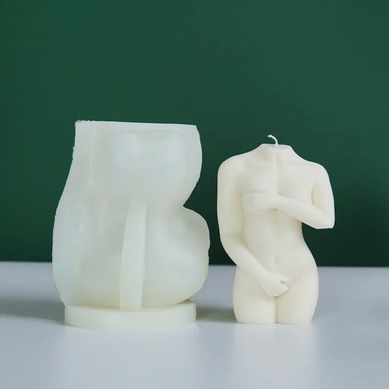 Silicone shy female body candle mould for DIY crafting in three style variations.