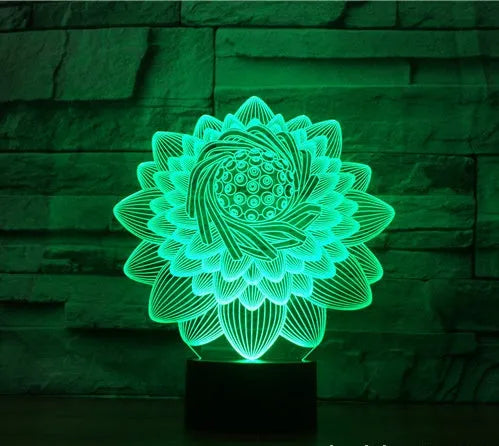 3D lotus touch LED light with acrylic shade, seven colours, USB battery dual use, 217x186x87mm