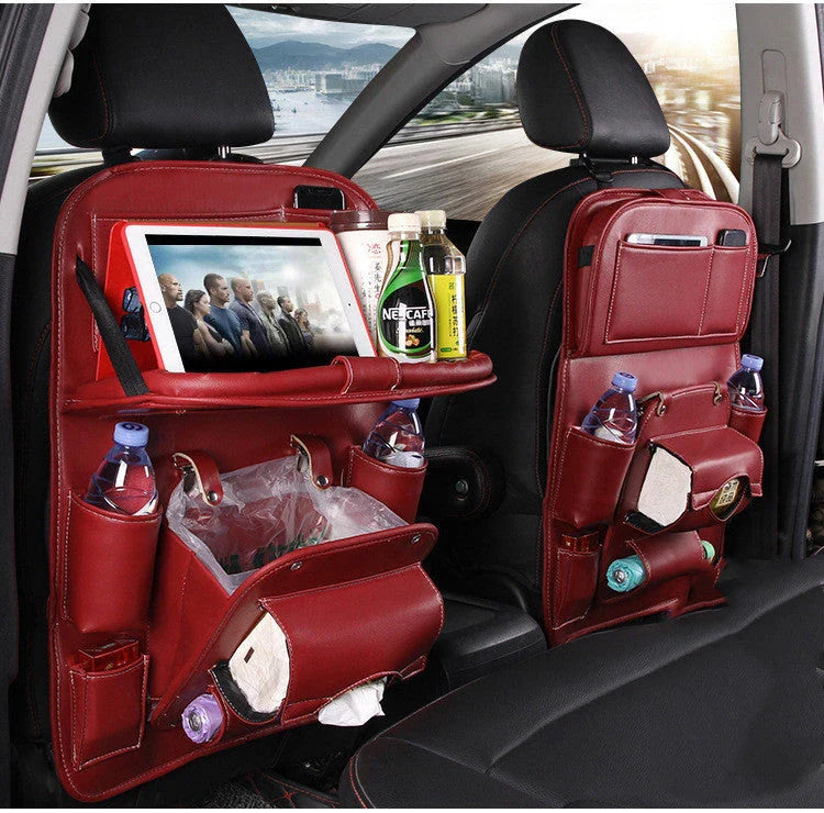 Stylish Car Storage Organizer with Built-in Trash Can