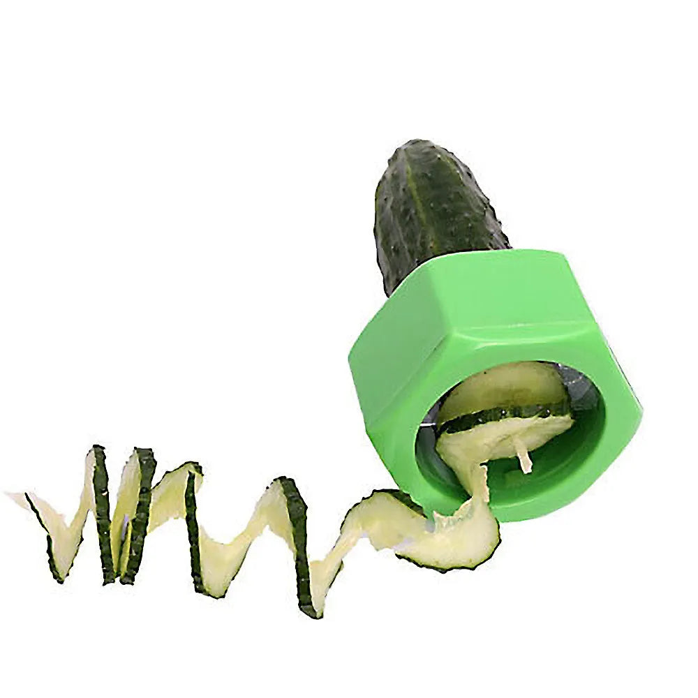 Yellow spiral vegetable cutter with 8cm diameter for manual cucumber slicing kitchen tool
