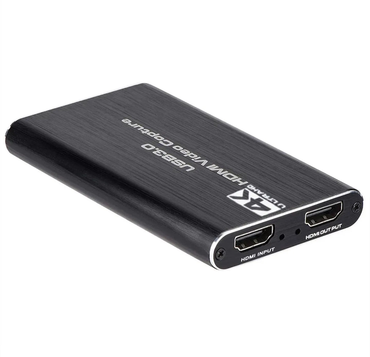 Black HDMI video capture card with USB3.0, 4K input, 1080P 60FPS capture, ITE chip.