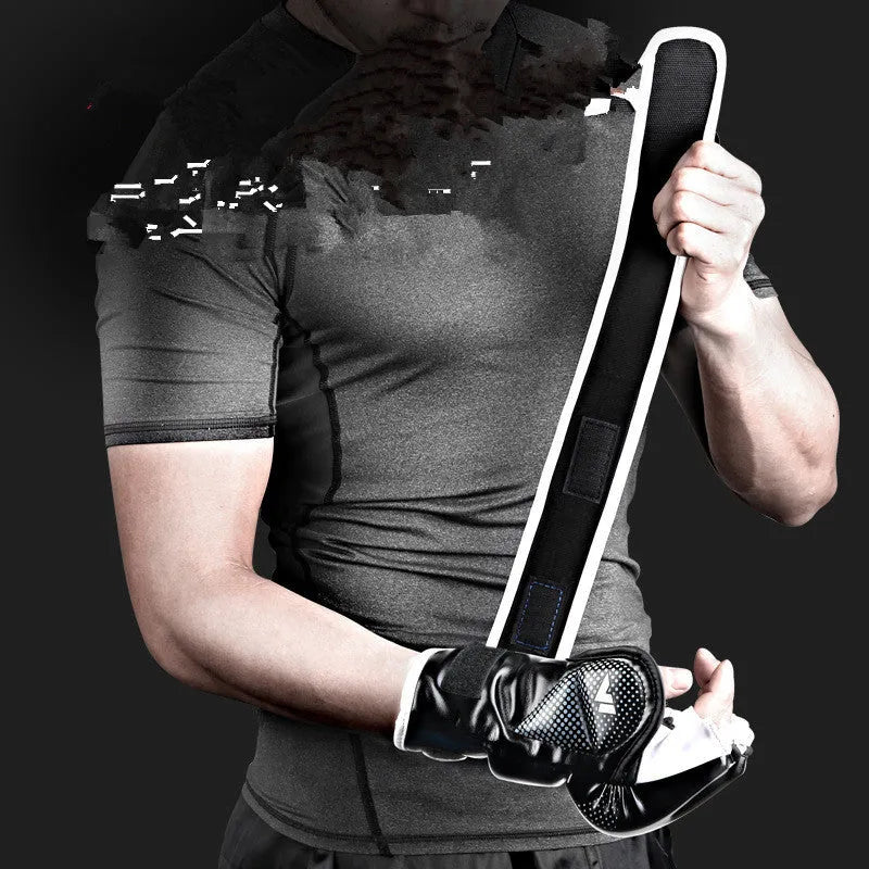TRY&DO BOXING 4 half-finger boxing gloves in black polyurethane leather for MMA training