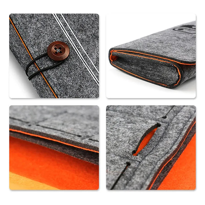 Felt pouch bag for Nintendo Switch with game card slots and double-layer storage