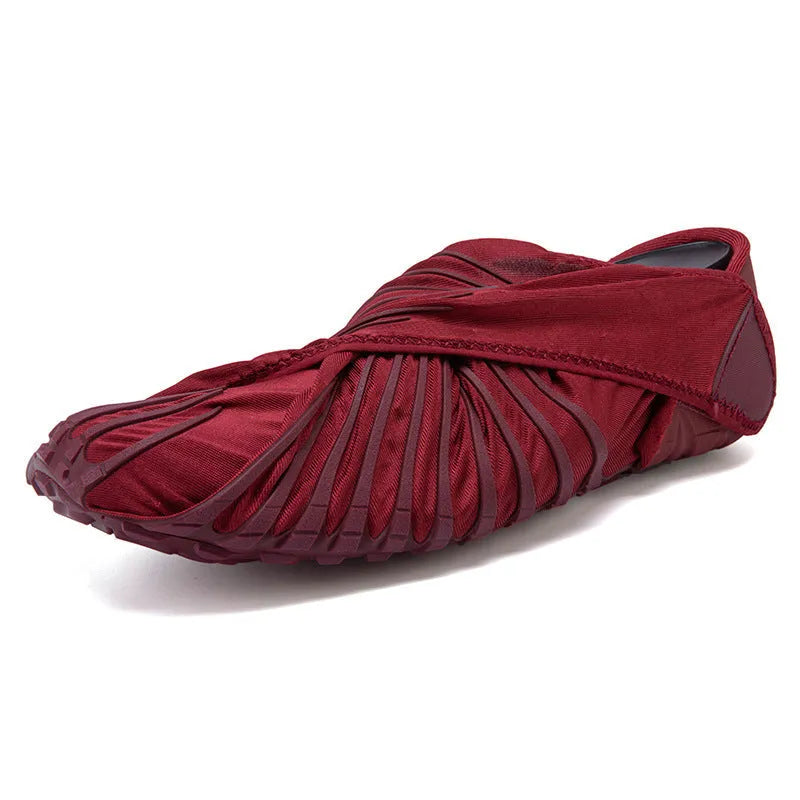 Unisex fitness treadmill dance shoes in red with elastic waterproof cloth upper and KPU outsole