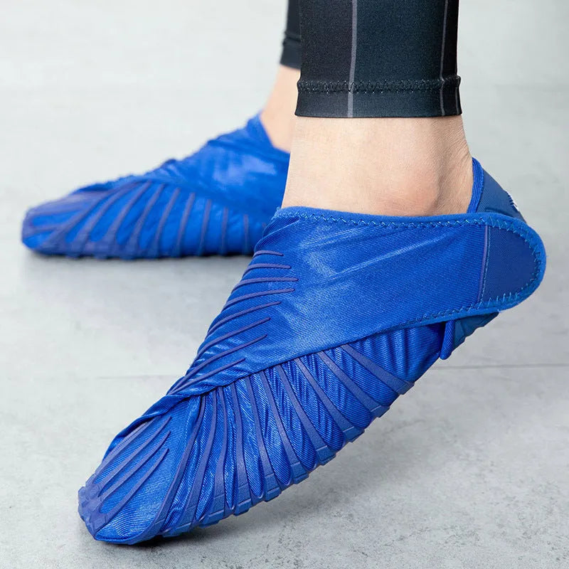 Unisex fitness treadmill dance shoes in red with elastic waterproof cloth upper and KPU outsole