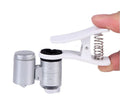 White universal clip mobile phone microscope with 60x magnification for close-up viewing