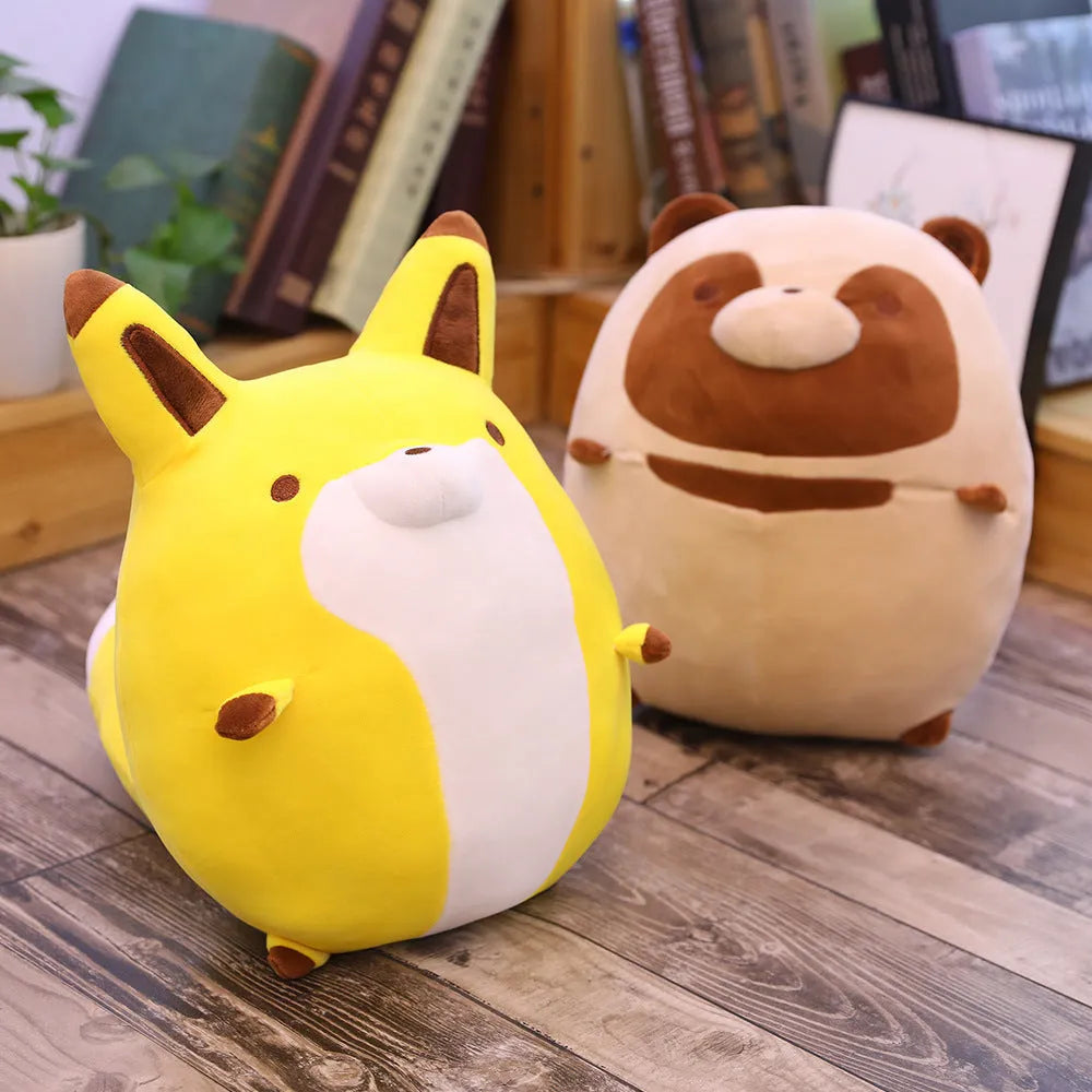 Civet cat and fox plush toy cushions with PP cotton filling, crystal super soft plush, three weights