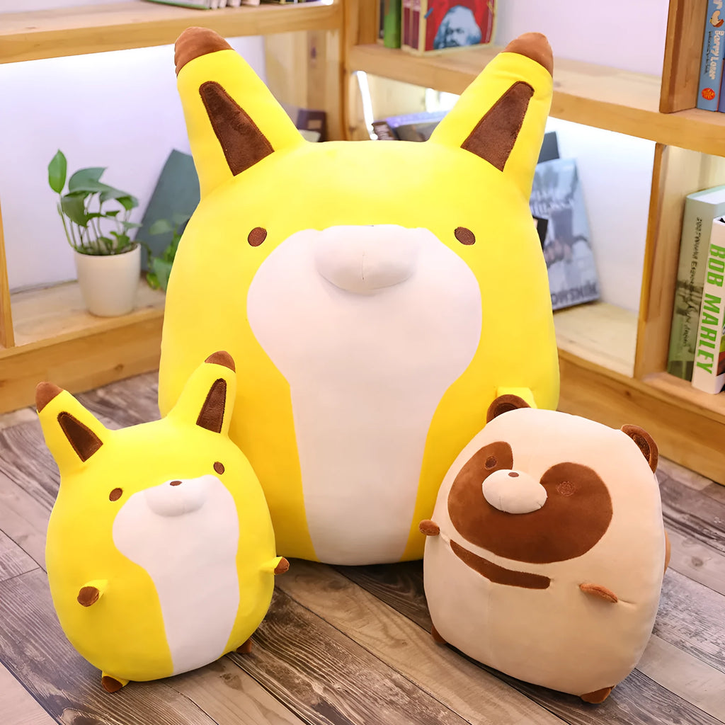 Civet cat and fox plush toy cushions with PP cotton filling, crystal super soft plush, three weights