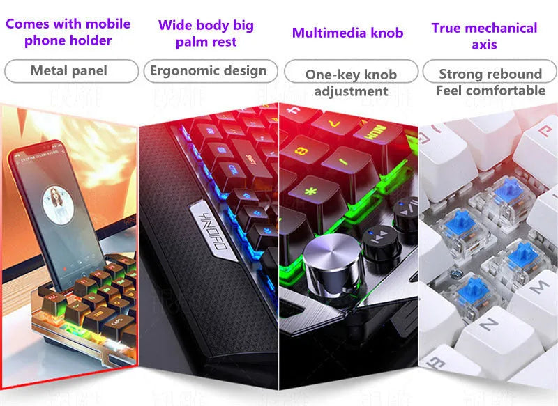 Silver Carving K100 metal mechanical keyboard 108 keys black colour with wired USB cable