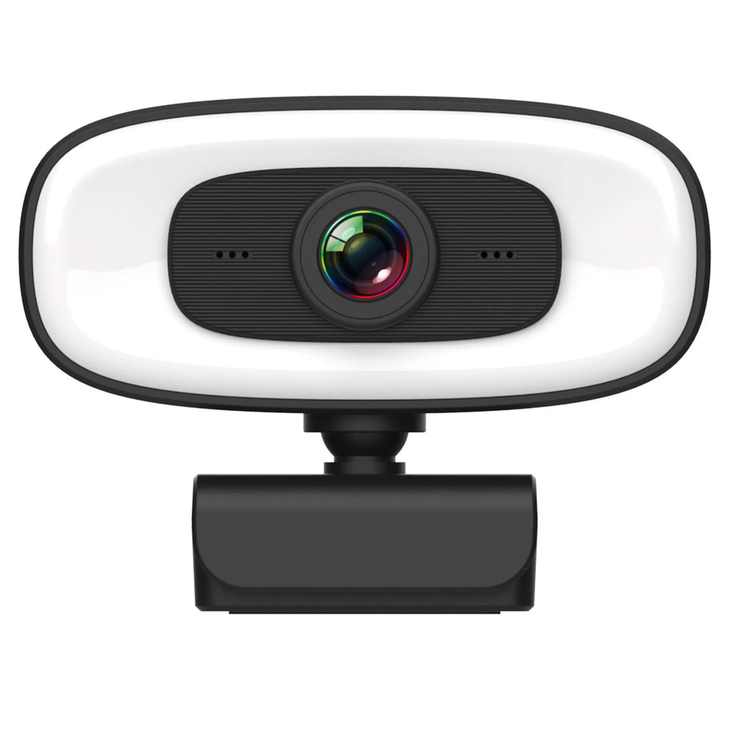 Black USB computer webcam with 2K resolution and 4 megapixel CMOS sensor