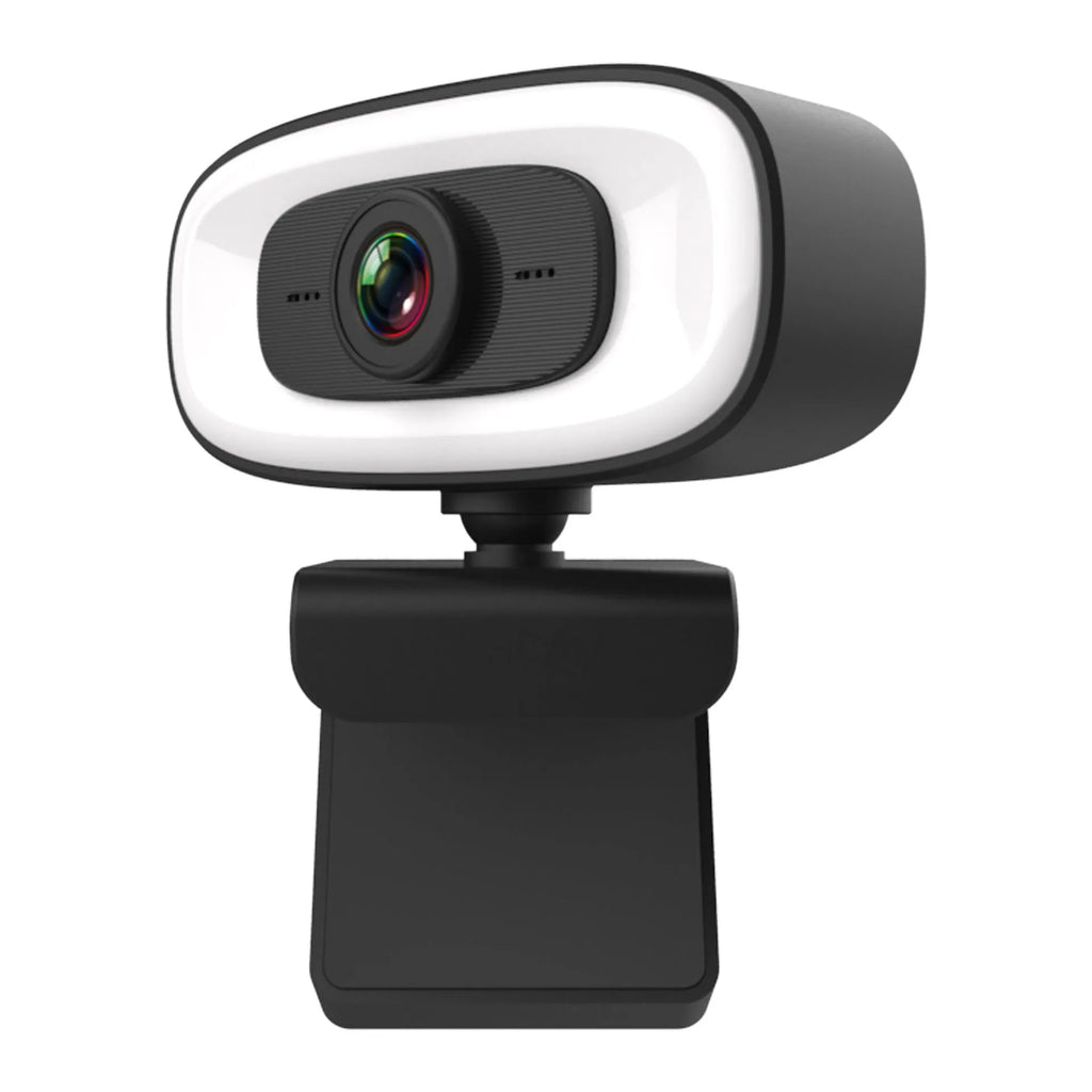 Black USB computer webcam with 2K resolution and 4 megapixel CMOS sensor
