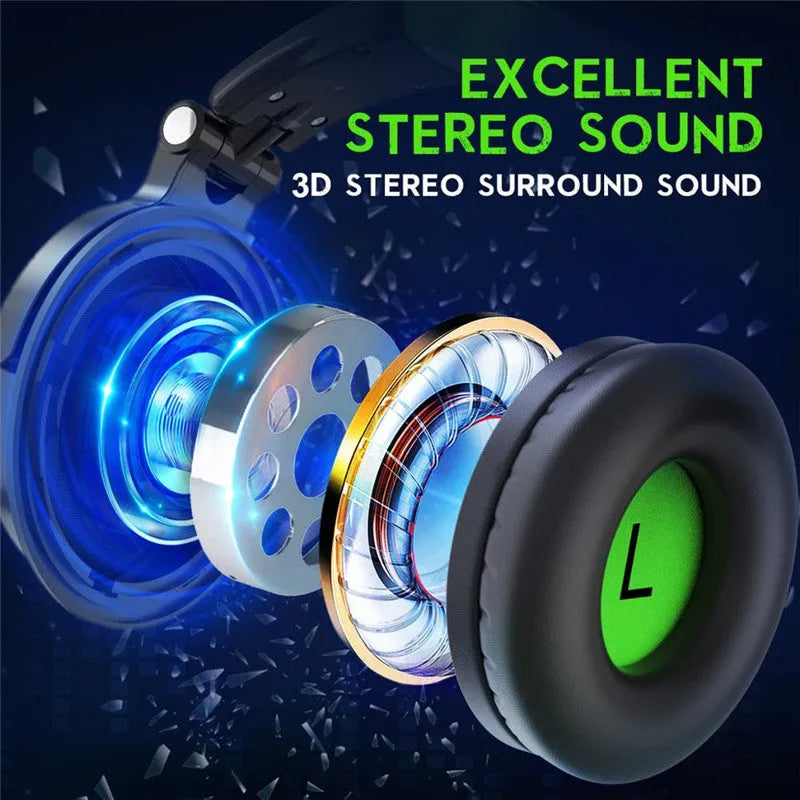 Oneodio Pro G green wired gaming headset with over-ear design and built-in microphone