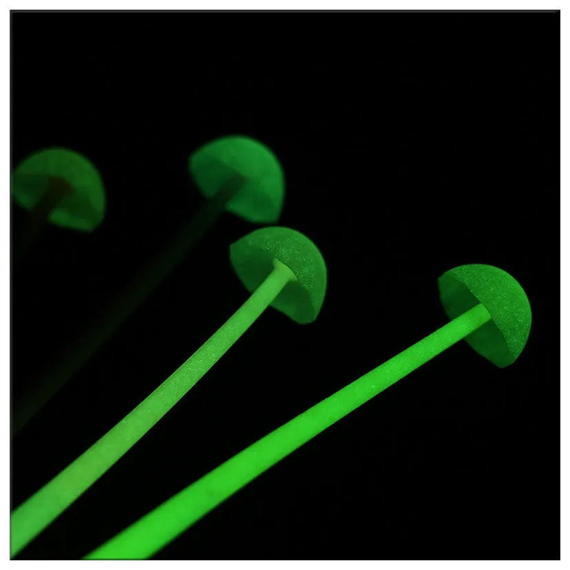 Luminous mushroom silicone gel pen in black with soft barrel and black ink refill, 15.5cm length