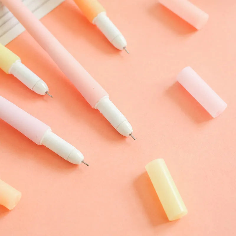Luminous mushroom silicone gel pen in black with soft barrel and black ink refill, 15.5cm length