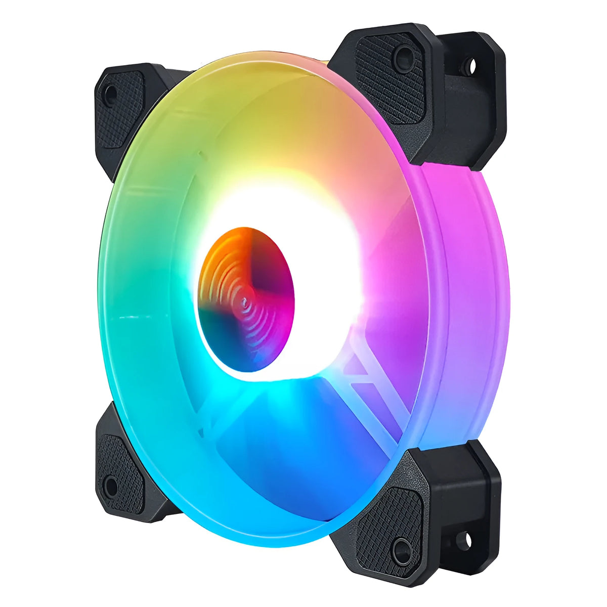 12 cm ABS chassis cooling fan with hydraulic bearing, 1600 RPM, available in black, white, or temperature-controlled versions