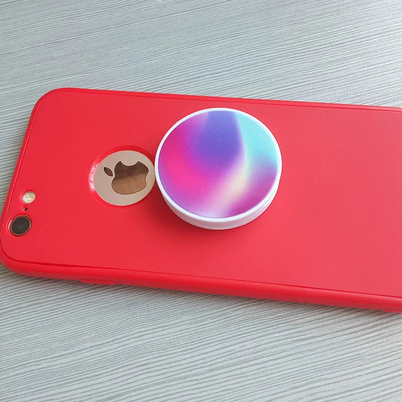 Folding mobile phone holder showing five colour options and thermal transfer aluminium sheet style