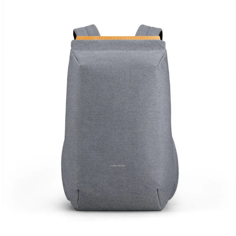 Jinshengsi medium USB charging backpack in dark gray, polyester, 15.6 inch laptop capacity