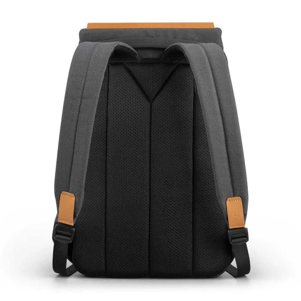 Jinshengsi medium USB charging backpack in dark gray, polyester, 15.6 inch laptop capacity