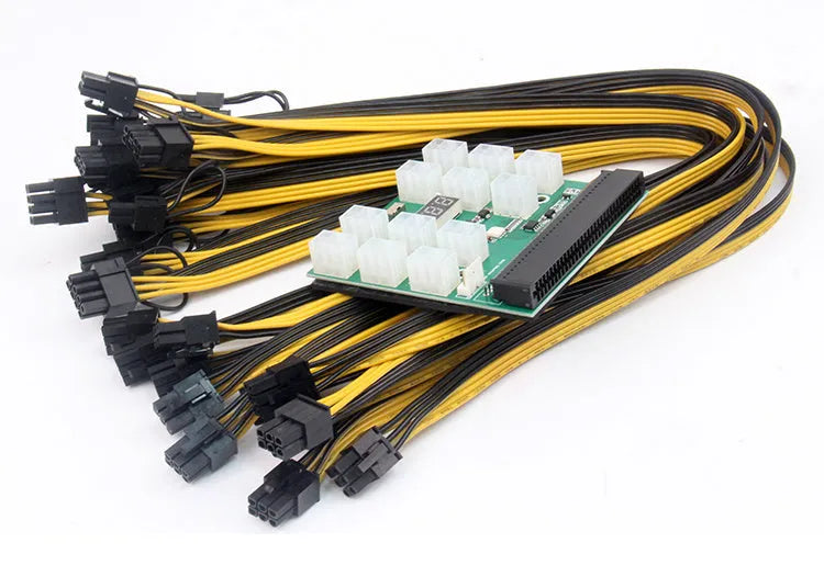 Server power to 6pin PCIe GPU adapter card with twelve 50cm 8-pin cables