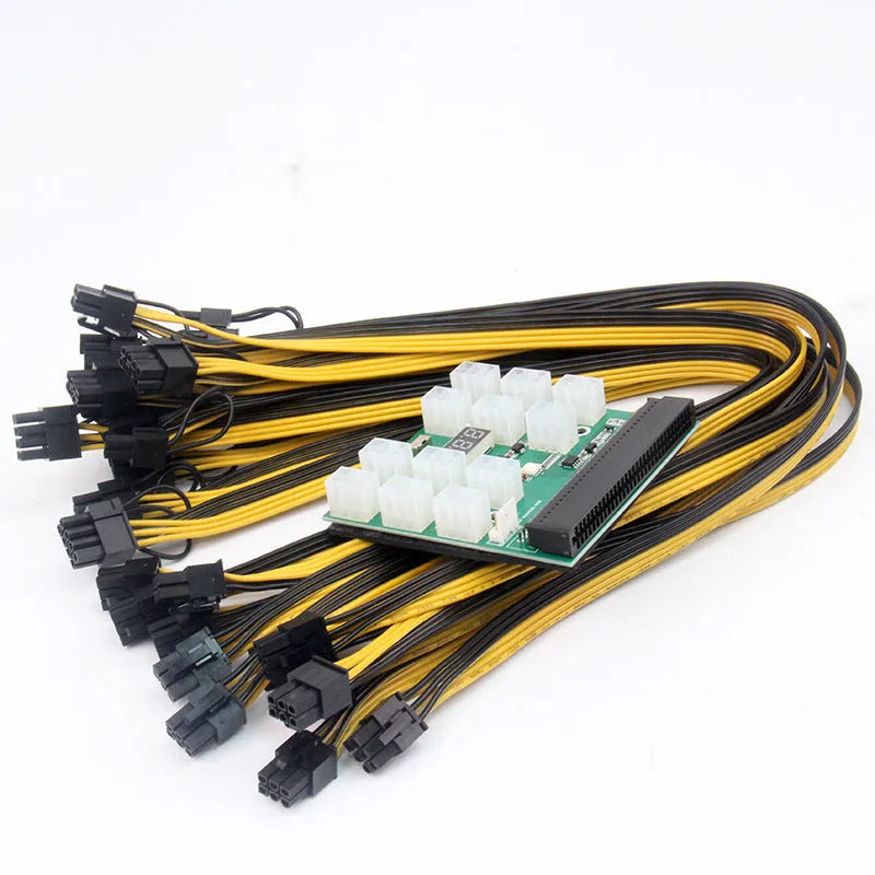 Server power to 6pin PCIe GPU adapter card with twelve 50cm 8-pin cables