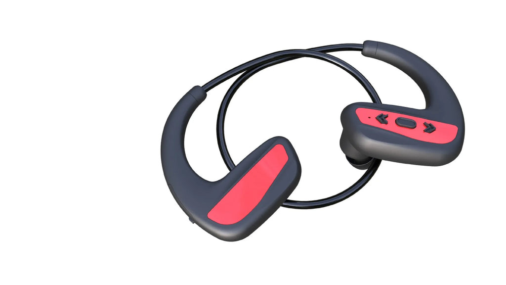 Suomijia SM608 Bluetooth swimming headset in black or red for waterproof sports audio