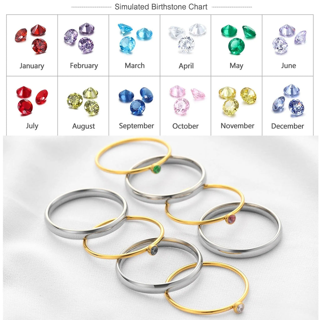 Geometric engraved titanium steel ring with December birthstone colour accents showing superimposed combination design