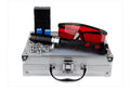 Black hard aluminium 450nm laser pointer, 25mm x 193mm, with tail lock switch for outdoor rescue signalling.