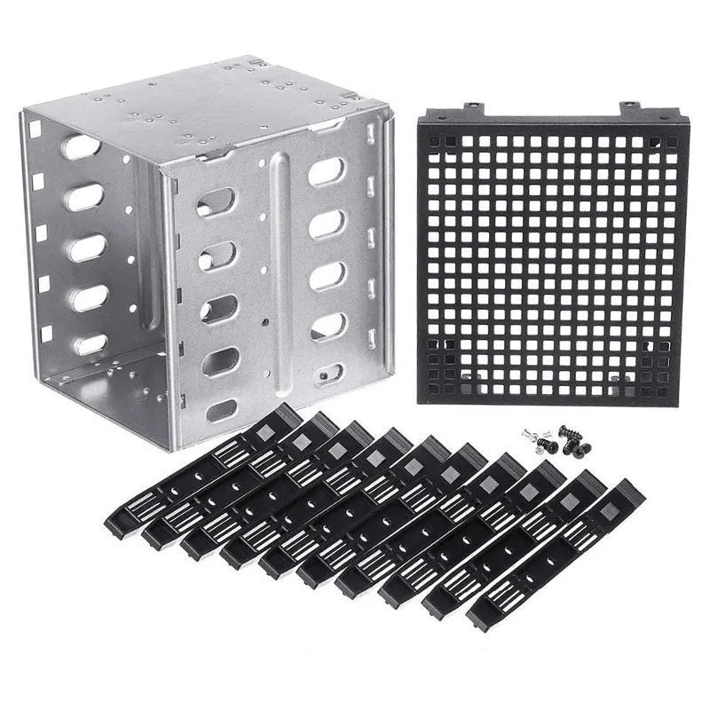 Transparent 5.25 to 3.5 inch hard drive cage for desktop PC optical drive bay conversion