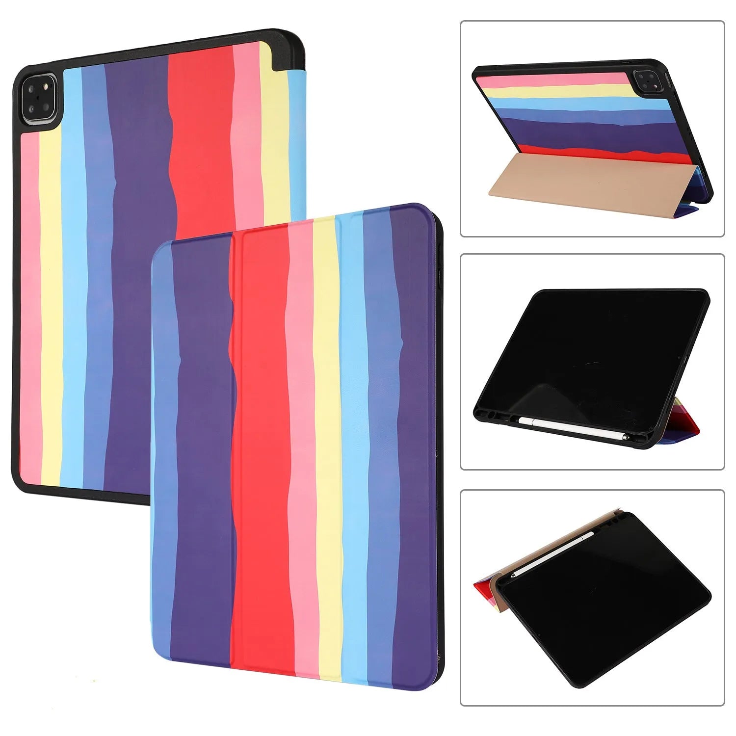 Tablet case in blue with tri-fold cover and pen slot for iPad 10.2 inch
