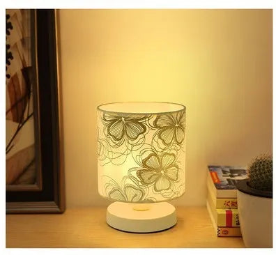 Wooden room light lamp USB table LED decorative lighting with dimmer switch in white finish 14x14x33 cm
