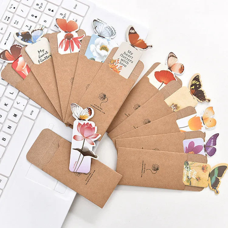 Flat butterfly paper bookmark from Japan and South Korea, 13.5cm long, for gifting.